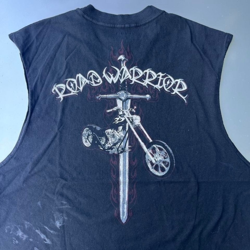 Black and chrome Barbados sword Road Warrior biker sleeveless tank top